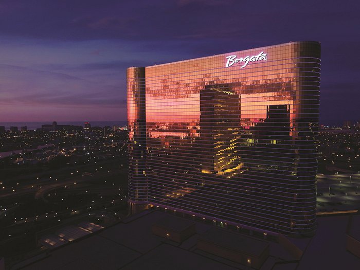 View of the Borgata building in the evening