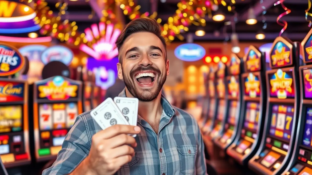 the man with the money he won at the slots