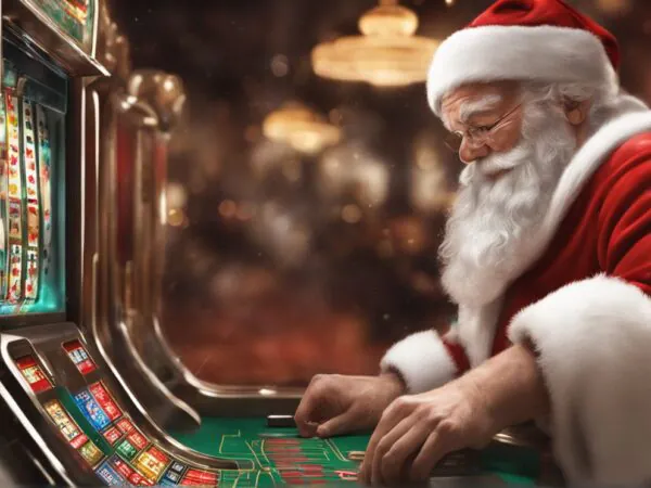 santa claus is playing slots